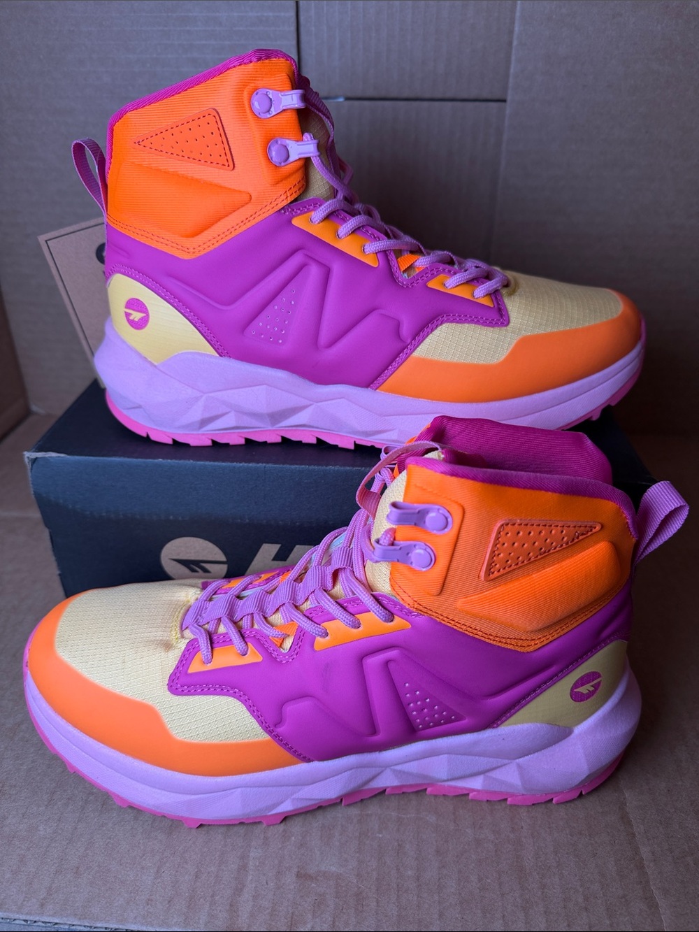 Hi-Tec Women’s High-Top Athletic Sneakers in Pink, Orange & Yellow